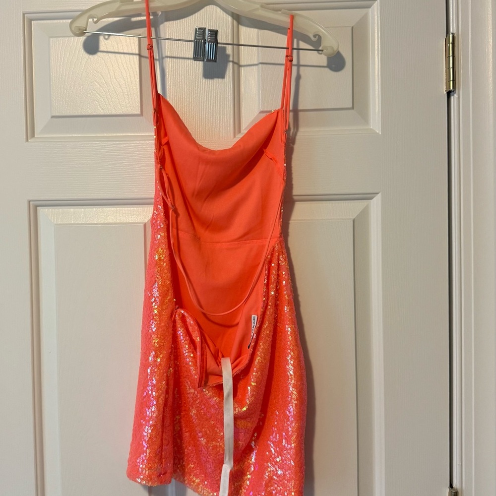 Lucy in the Sky orange/coral Sequin Dress - Picture 3 of 4